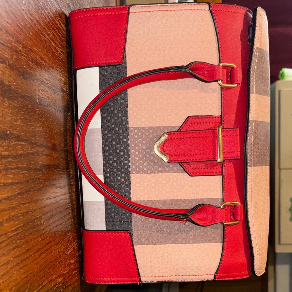 Chic Red and Tan Women's Satchel